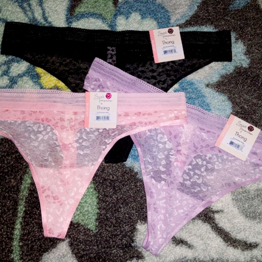 NWTs (3) Secret Treasures* Animal Print Thong Panties